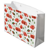 Rote Mohn-Wildblumen-Aquarell Große Geschenktüte (Rückseite Schrägansicht)