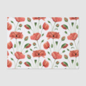 Rote Mohn-Wildblumen-Aquarell Seidenpapier (Vorderseite)