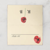 Rote Mohn-Wildblumen-Hochzeit Platzkarte (Außenseite Aufgefaltet)