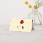 Rote Mohn-Wildblumen-Hochzeit Platzkarte (Rückseite)