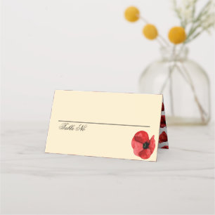 Rote Mohn-Wildblumen-Hochzeit Platzkarte