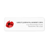 Rote Mohn-Wildblumen-Hochzeit-Rücksendeadresse (Vorne)