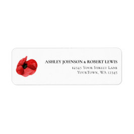 Rote Mohn-Wildblumen-Hochzeit-Rücksendeadresse