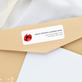 Rote Mohn-Wildblumen-Hochzeit-Rücksendeadresse