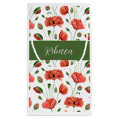 Rote Mohn-Wildblumen-Wasserfarbe-Monogramm-Name Kleine Geschenktüte (Rückseite)