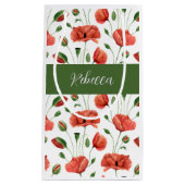 Rote Mohn-Wildblumen-Wasserfarbe-Monogramm-Name Kleine Geschenktüte (Vorderseite)