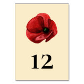 Rote Mohn-Wildblumengarten-Blumenhochzeit Tischnummer (Rückseite)