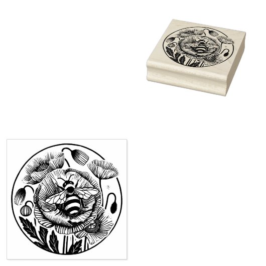 Rote Mohnbiene Gummistempel (Stempel)