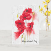 Rote Mohnblume am Muttertag - Blume Karte (Gelbe Blume)