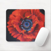 Rote Mohnblume auf schwarzer Mäusematte Mousepad (Mit Mouse)
