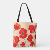 Rote Mohnblume Blume auf Beige Hintergrundbild Tasche (Rückseite)