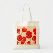 Rote Mohnblume Blume auf Beige Hintergrundbild Tragetasche (Vorne)