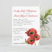 Rote Mohnblume Blume Einladung Hochzeit (Stehend Vorderseite)