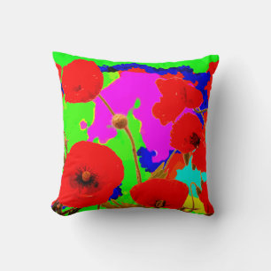 Rote Mohnblume Blume Farbenfrohe Blumen Moderne Ku Kissen
