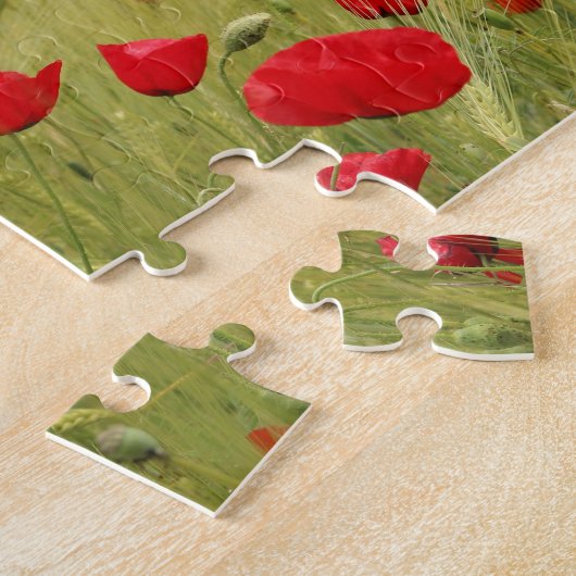 Rote Mohnblume Blume Feldart Puzzle (Seite)