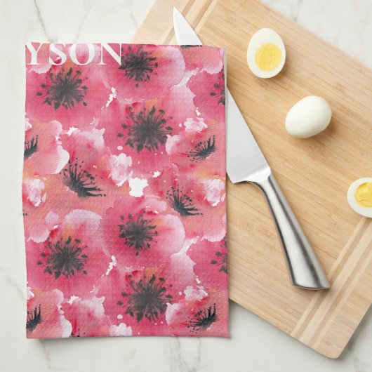 Rote Mohnblume Blume Geschirrtuch (Viertel Falte)