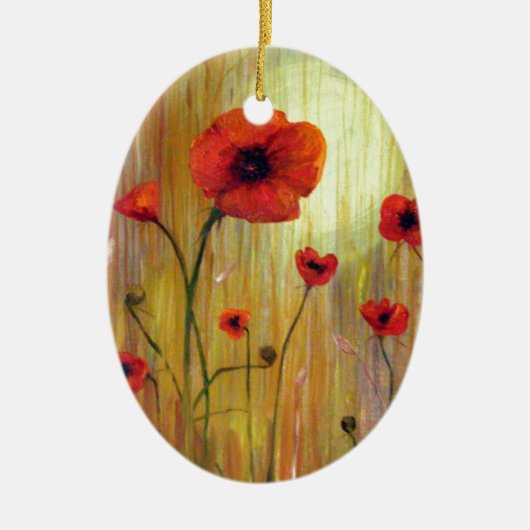 Rote Mohnblume Blume Keramik Ornament (Vorne)