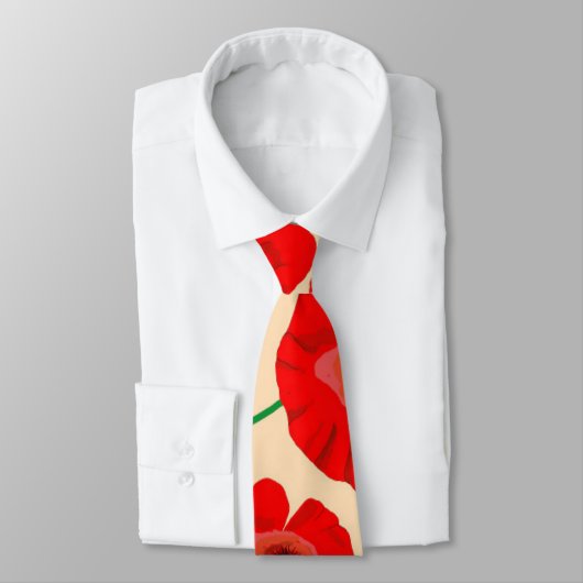 Rote Mohnblume Blume Krawatte (Gebunden)