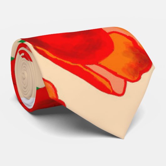 Rote Mohnblume Blume Krawatte (Gerollt)