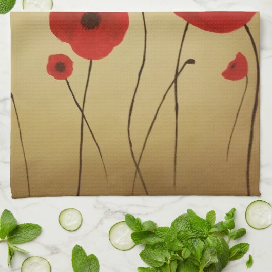 Rote Mohnblume Blume Küchentuch (Gefaltet)