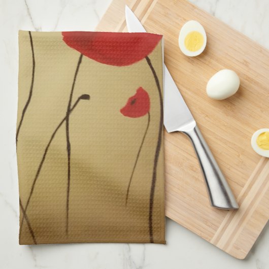 Rote Mohnblume Blume Küchentuch (Viertel Falte)