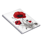 Rote Mohnblume Blume Notizblock (Rechte Seite)