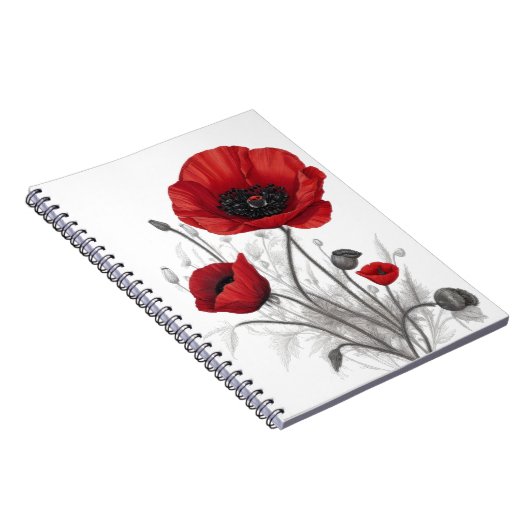 Rote Mohnblume Blume Notizblock (Rechte Seite)