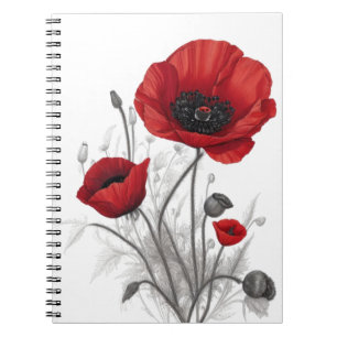 Rote Mohnblume Blume Notizblock