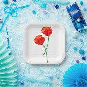 Rote Mohnblume Blume Pappteller (Party)