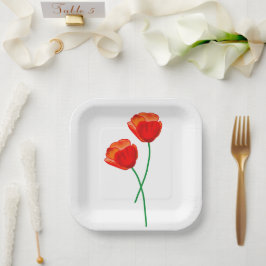 Rote Mohnblume Blume Pappteller