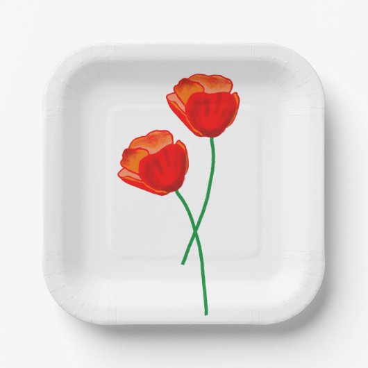 Rote Mohnblume Blume Pappteller (Vorderseite)