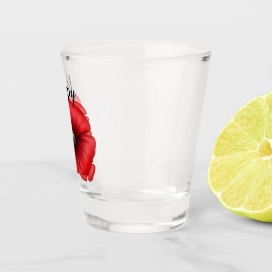 Rote Mohnblume Blume Personalisiert Schnapsglas (Rechts)