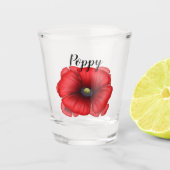 Rote Mohnblume Blume Personalisiert Schnapsglas (Vorderseite)