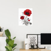 Rote Mohnblume Blume Poster (Heimbüro)