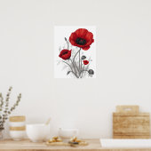 Rote Mohnblume Blume Poster (Küche)
