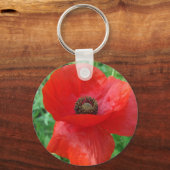 Rote Mohnblume Blume Schlüsselanhänger (Vorderseite)