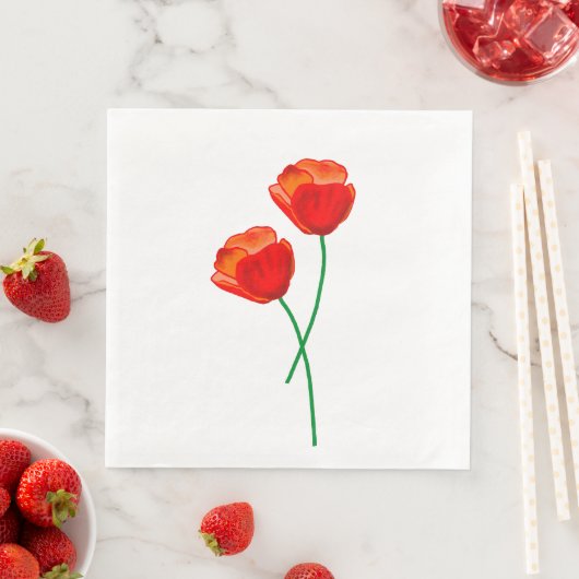 Rote Mohnblume Blume Serviette (Beispiel)