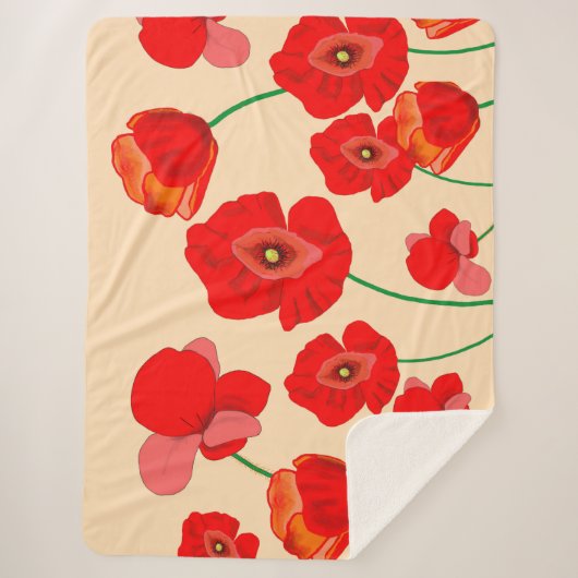 Rote Mohnblume Blume Sherpadecke (Vorderseite)