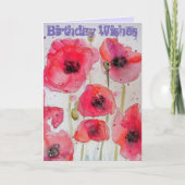 Rote Mohnblume Blume Wasserfarbene Kunst, Dichtung Karte (Vorderseite)