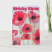 Rote Mohnblume Blume Wasserfarbene Kunst, Dichtung Karte (Vorderseite)