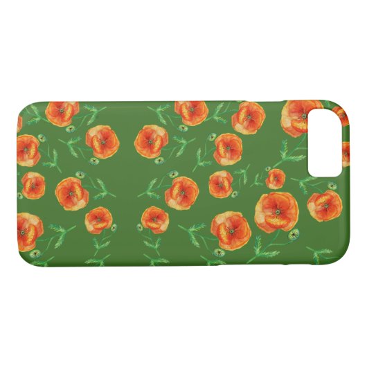 Rote Mohnblume Blume Wasserfarbiges iPhone / iPad Case-Mate iPhone Hülle (Rückseite (Horizontal))