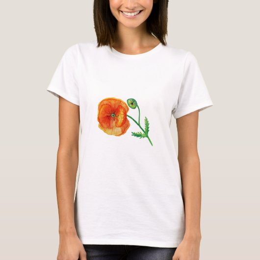 Rote Mohnblume Blume Zeichn Sommer T - Shirt (Vorderseite)