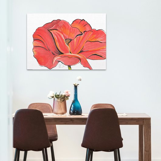 Rote Mohnblume Blume Zeitgenössische Acrylmalerei Leinwanddruck