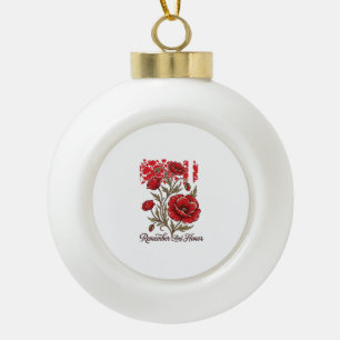 Rote Mohnblume Erinnern Und Ehren Vintage Gedenk-S Keramik Kugel-Ornament