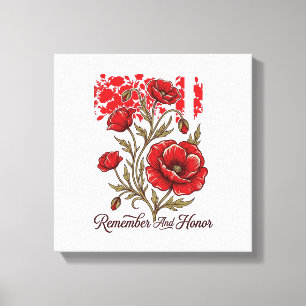Rote Mohnblume Erinnern Und Ehren Vintage Gedenk-S Leinwanddruck