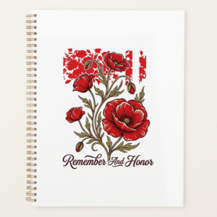 Rote Mohnblume Erinnern Und Ehren Vintage Gedenk-S Planer
