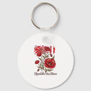 Rote Mohnblume Erinnern Und Ehren Vintage Gedenk-S Schlüsselanhänger