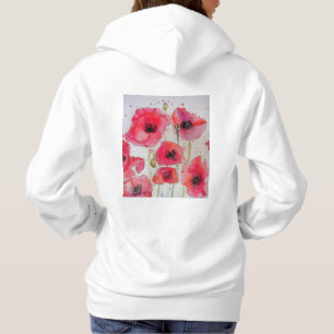Rote Mohnblume Florale Wasserfarben Kunst Blumenmu Hoodie