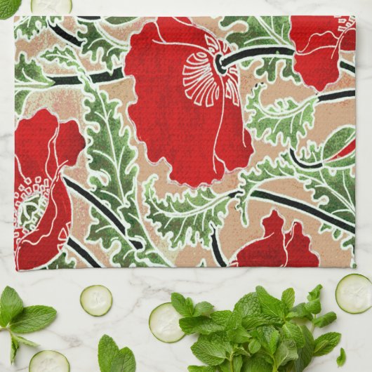 Rote Mohnblume Küchentuch (Gefaltet)