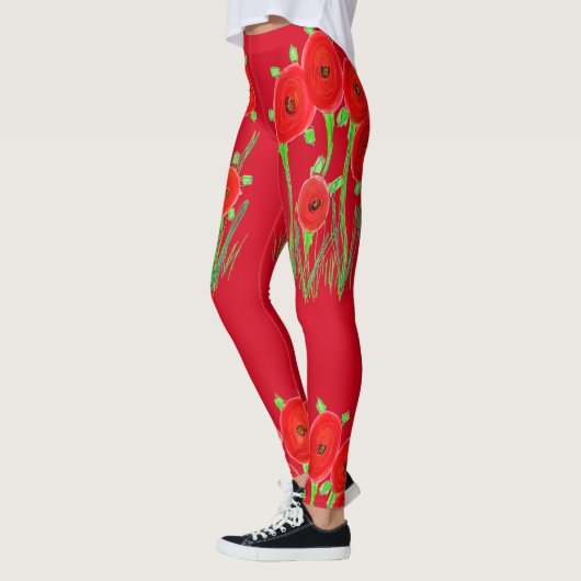 Rote Mohnblume Leggings (Links)